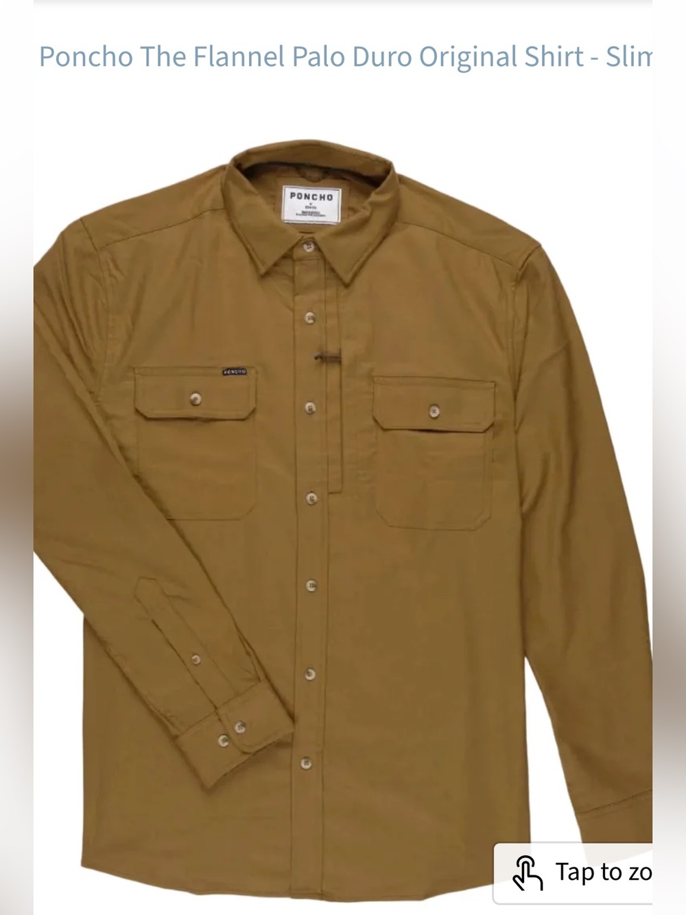 PONCHO THE FLANNEL PALO DURO ORIGINAL SHIRT LONG SLEEVE SLIM FIT BUTTON DOWN MED